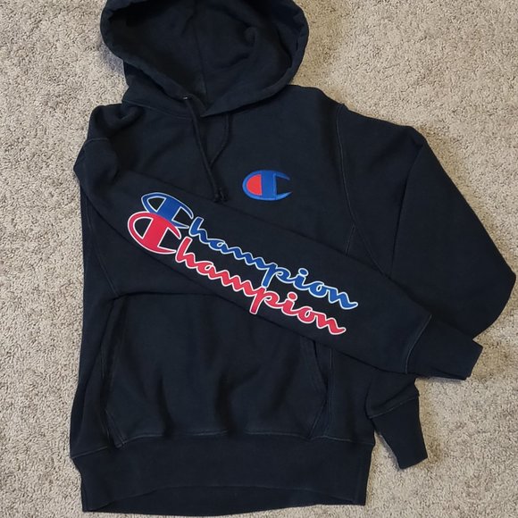Champion Reverse Weave Black Hoodie SIZE SMALL - Picture 1 of 4
